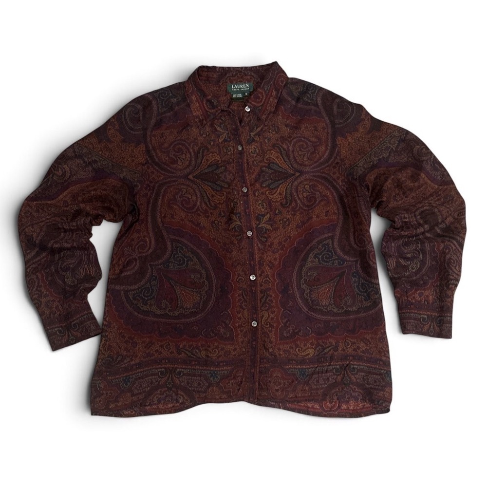 Lauren Ralph Lauren Womens 100% Silk Button Down Shirt - Picture 2 of 6